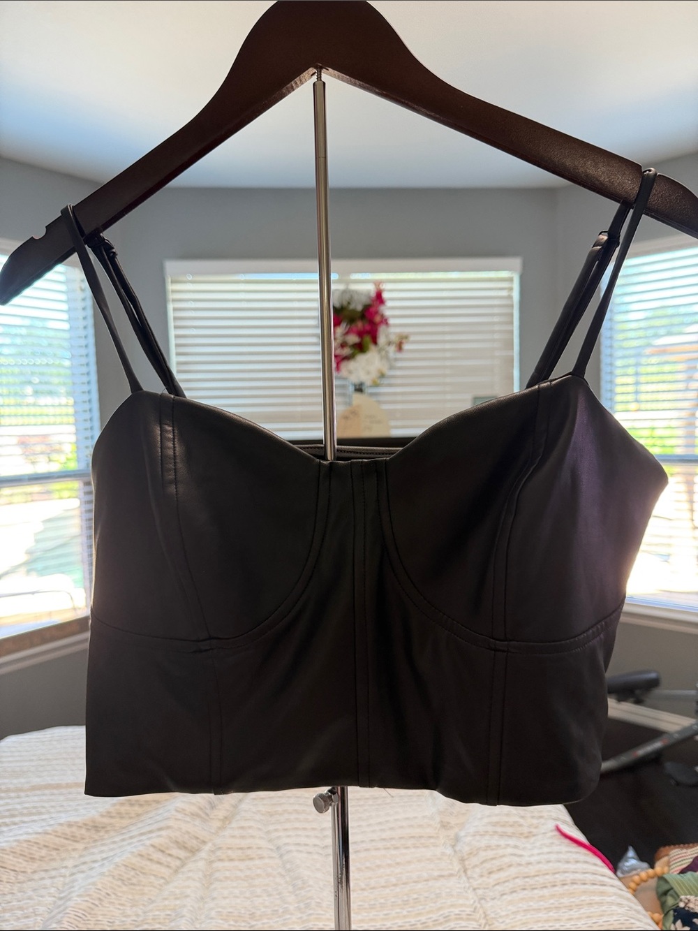 Express Black Faux Leather Bustier Camisole